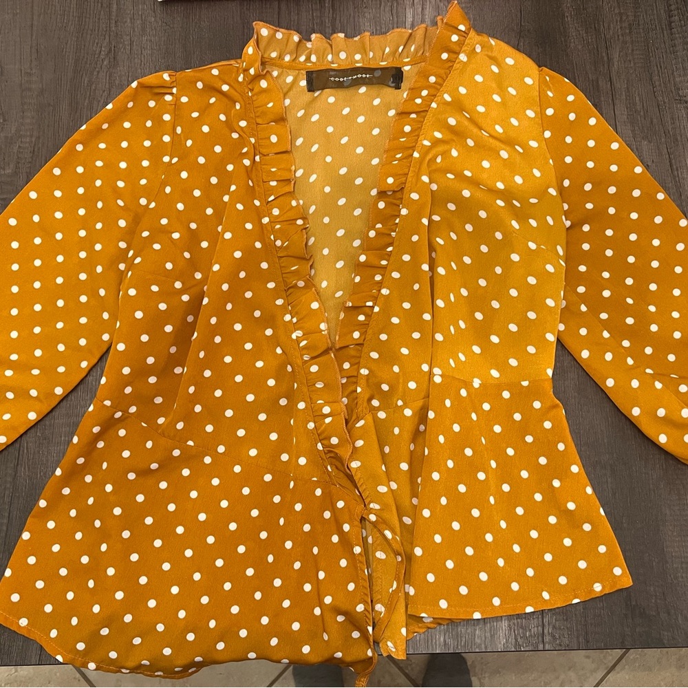 Code Mode Yellow Wrap Around Top